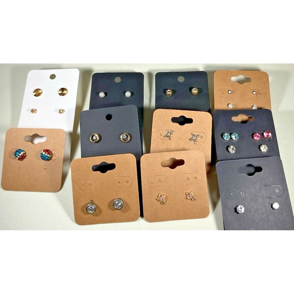 Lot 15 Pairs Pierced Earrings All Studs Small Multicolored Classic Boho Chic EUC